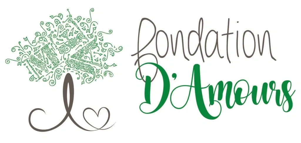 A green and white banner with the words fondants d ' amour